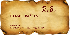 Rimpfl Béla névjegykártya